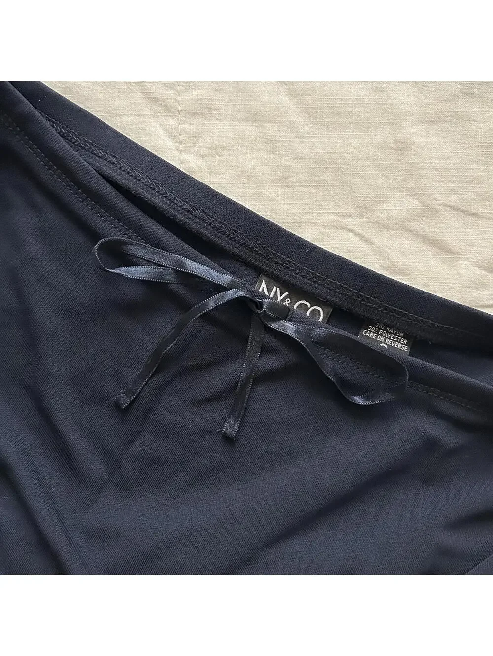 Navy Maxi Skirt Satin Drawstring Waist Minimalist Capsule Wardrobe Long Skirt